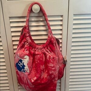 (0321) WHT Horse Art Red Tie-Dye Women's Bag. ☮️